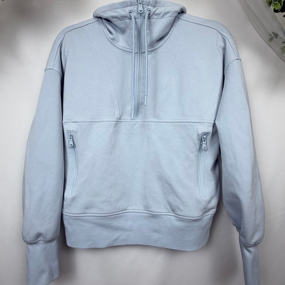 Old Navy Active Dynamic Fleece Half Zip Hoodie Light Blue Large